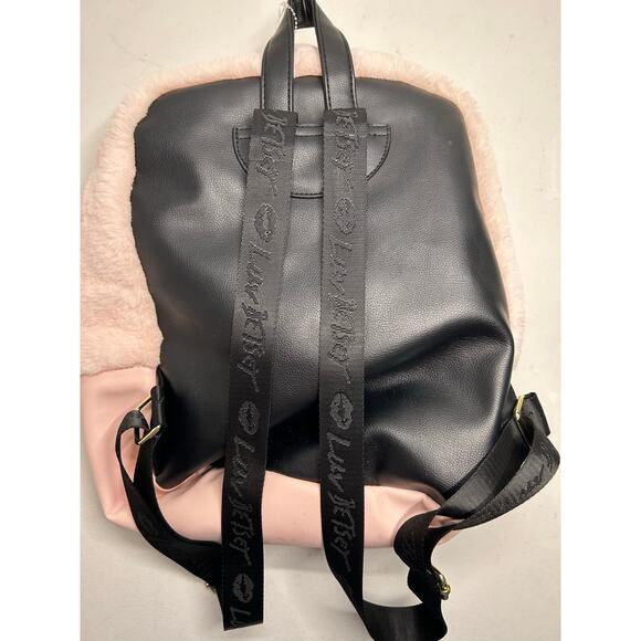 Luv Betsey Johnson Backback Plush Large Blush Pink Fuzzy Unicorn Tote Bag Purse - Picture 5 of 12